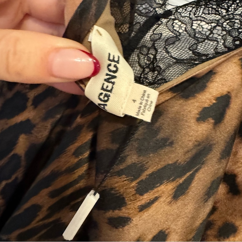 L'AGENCE Leopard Print Slip Maxi Dress in Brown and Black - Picture 7 of 9